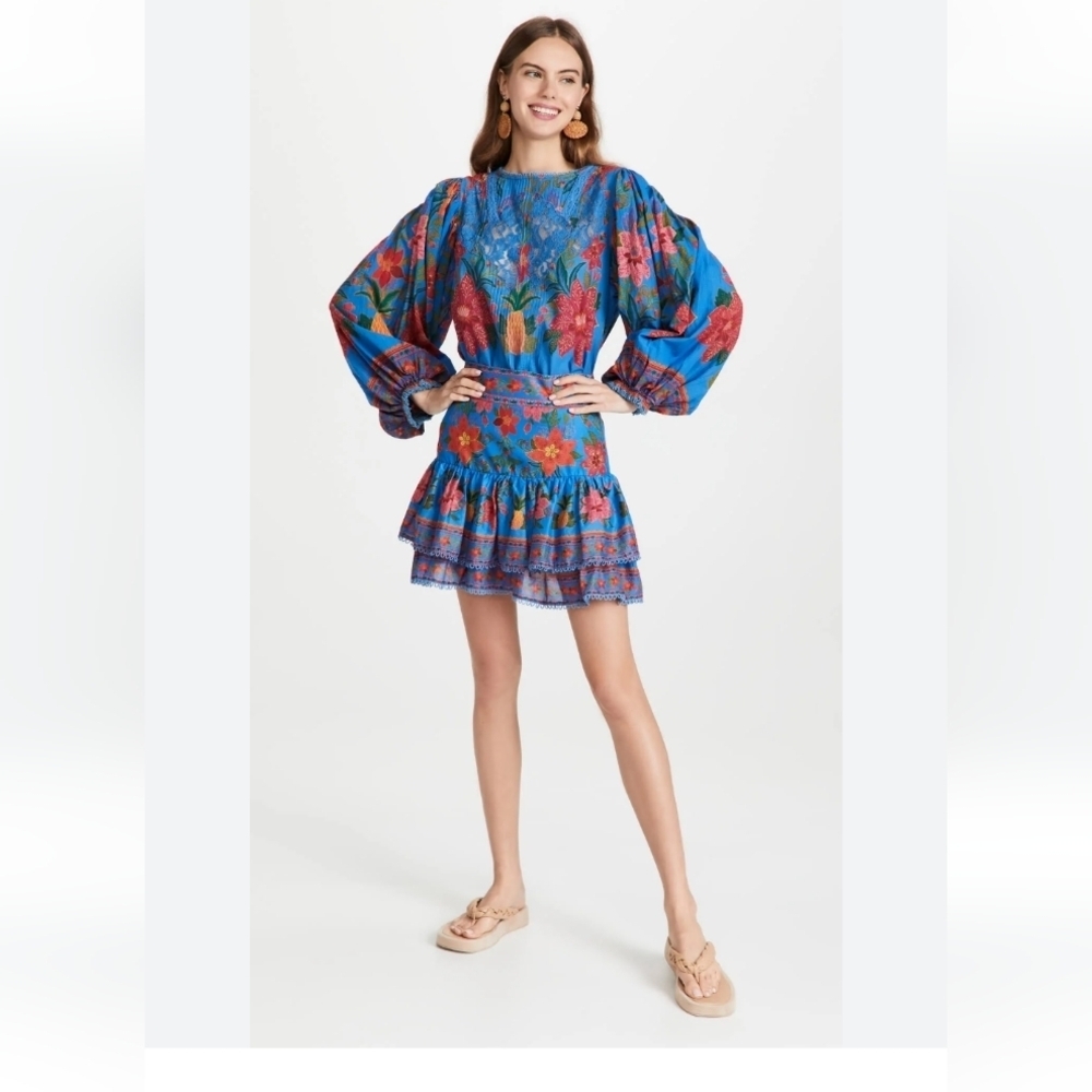 FARM Rio Blue Tropical Tapestry Mini Skirt - Picture 5 of 9